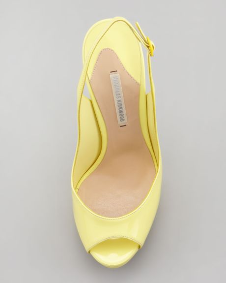 Nicholas Kirkwood Patent Leather Platform Peep-toe Slingback in Yellow ...