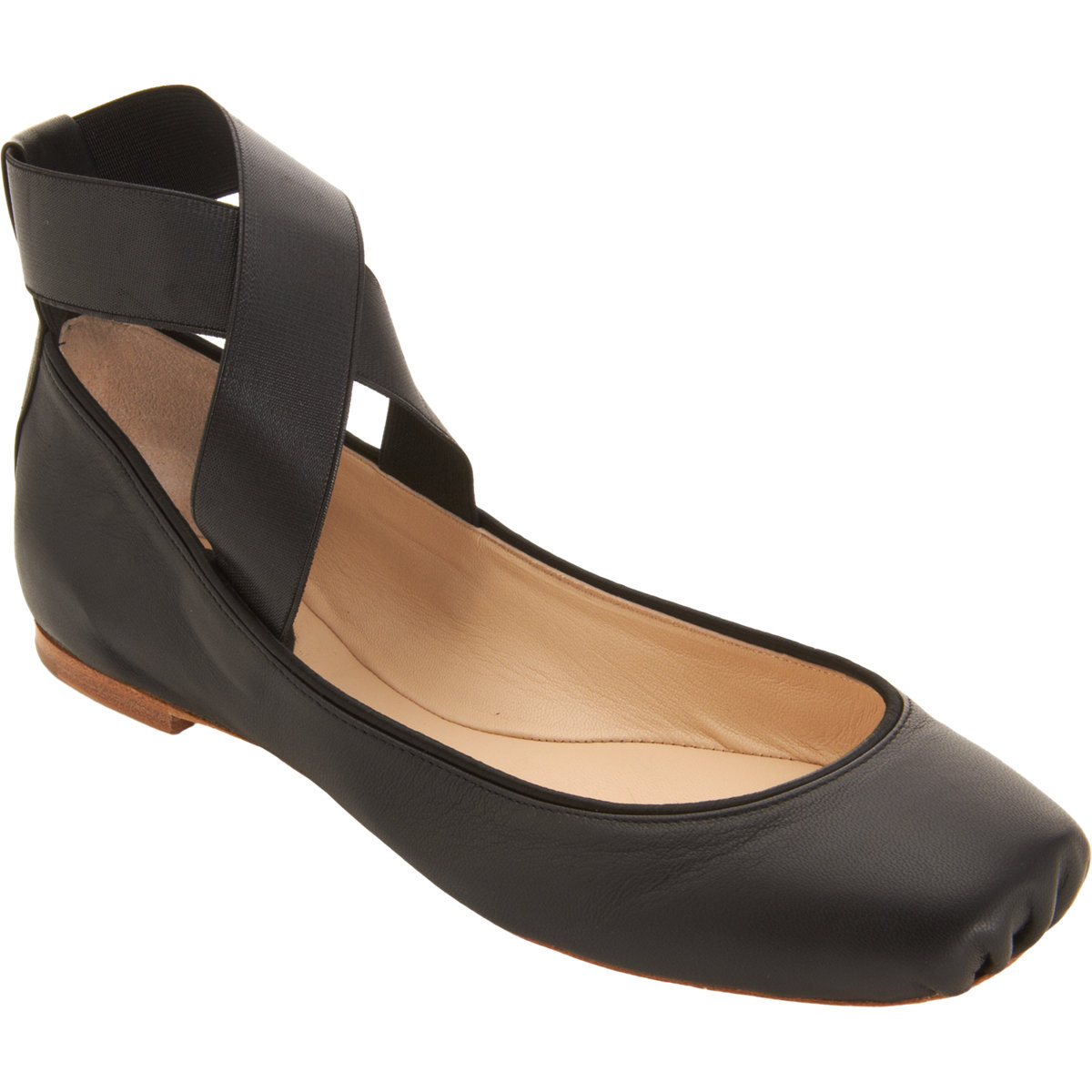 Chloé Crisscross Ankle Strap Ballet Flat in Black | Lyst