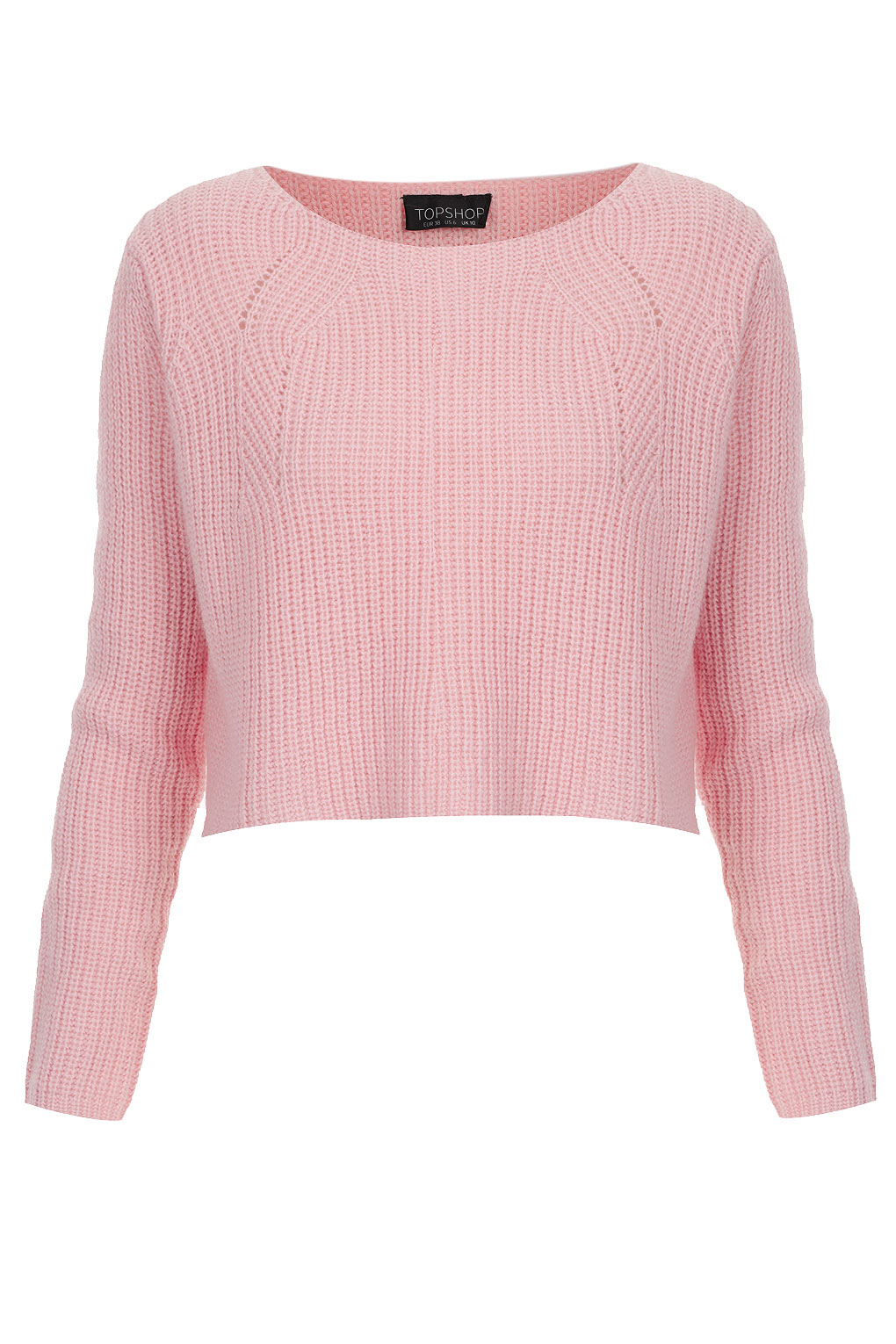 Lyst - Topshop Knitted Clean Rib Crop Jumper in Pink