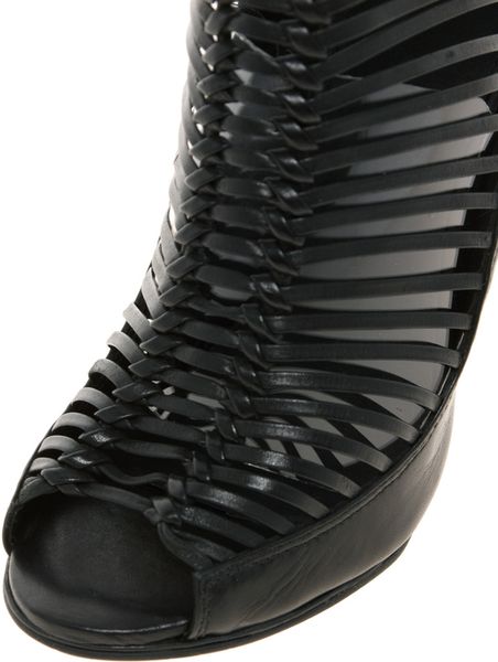 Asos Tempt Peep Toe Sandal Boots in Black | Lyst