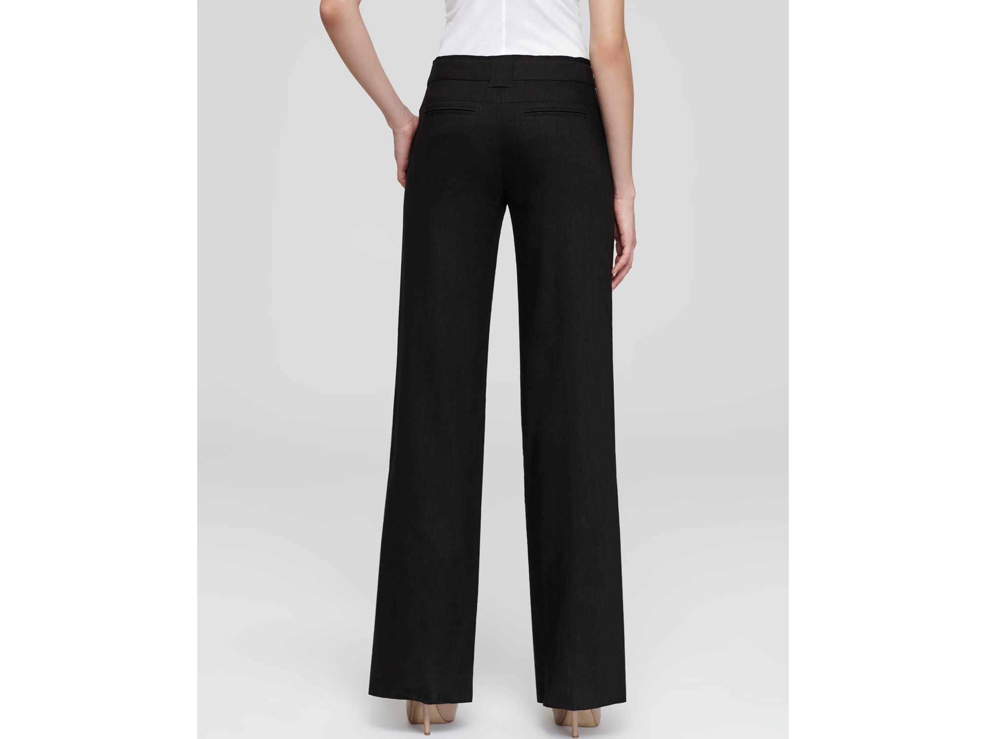 black linen wide leg pants