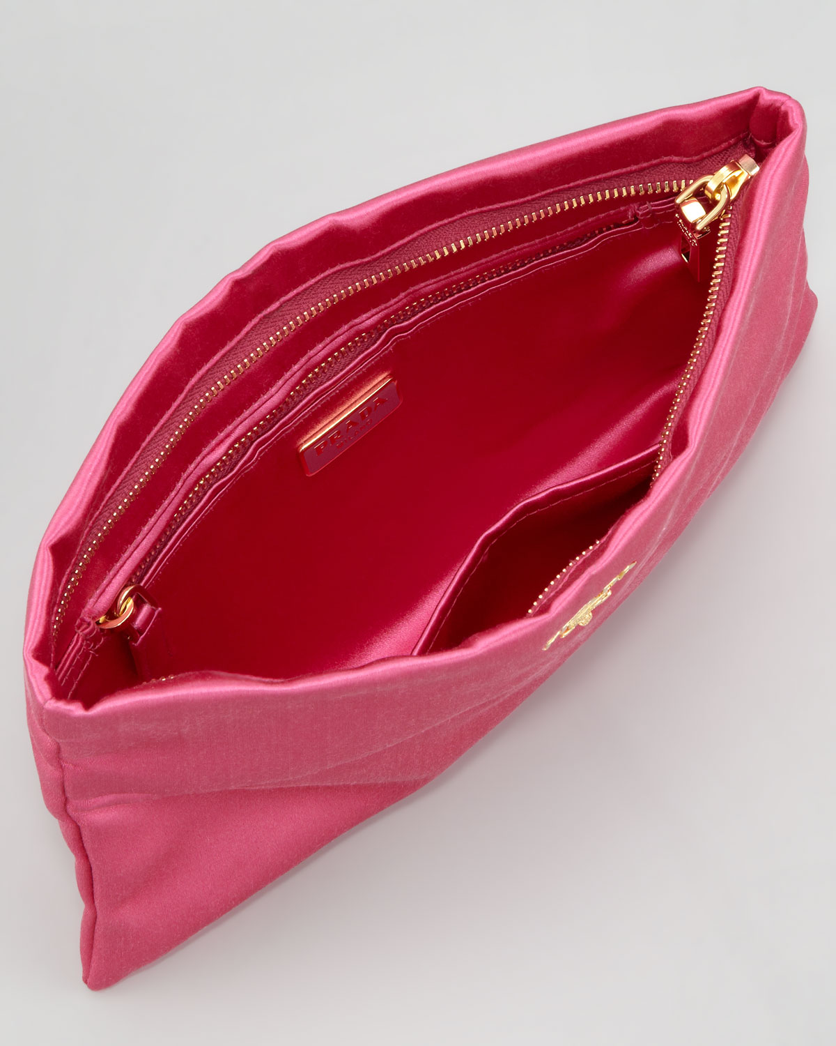 Prada Satin Clutch Bag in Pink (bright pink) | Lyst  