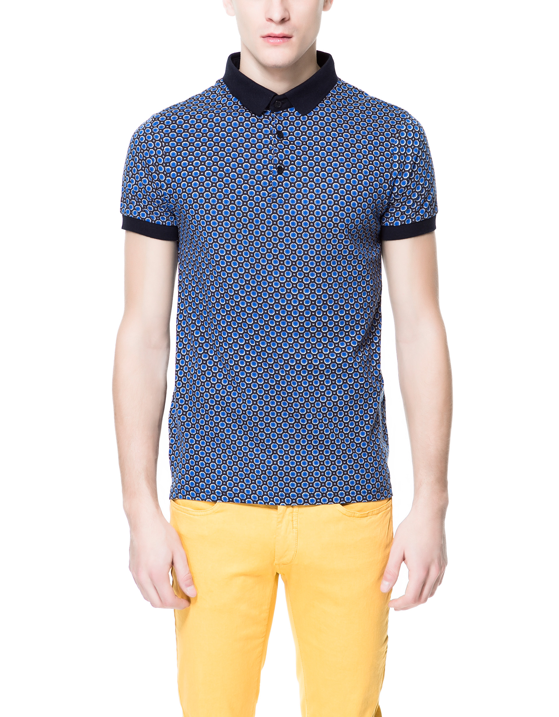 Zara Printed Pattern Polo Shirt in Blue for Men | Lyst