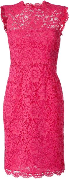Valentino Hot Pink Lace Dress in Pink | Lyst