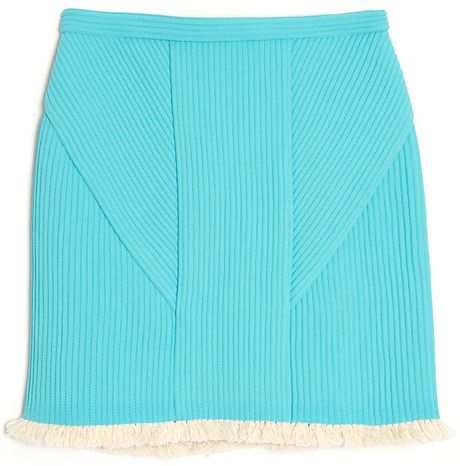 3.1 Phillip Lim Fringed Corded Chiffon Skirt in Blue (turquoise) | Lyst