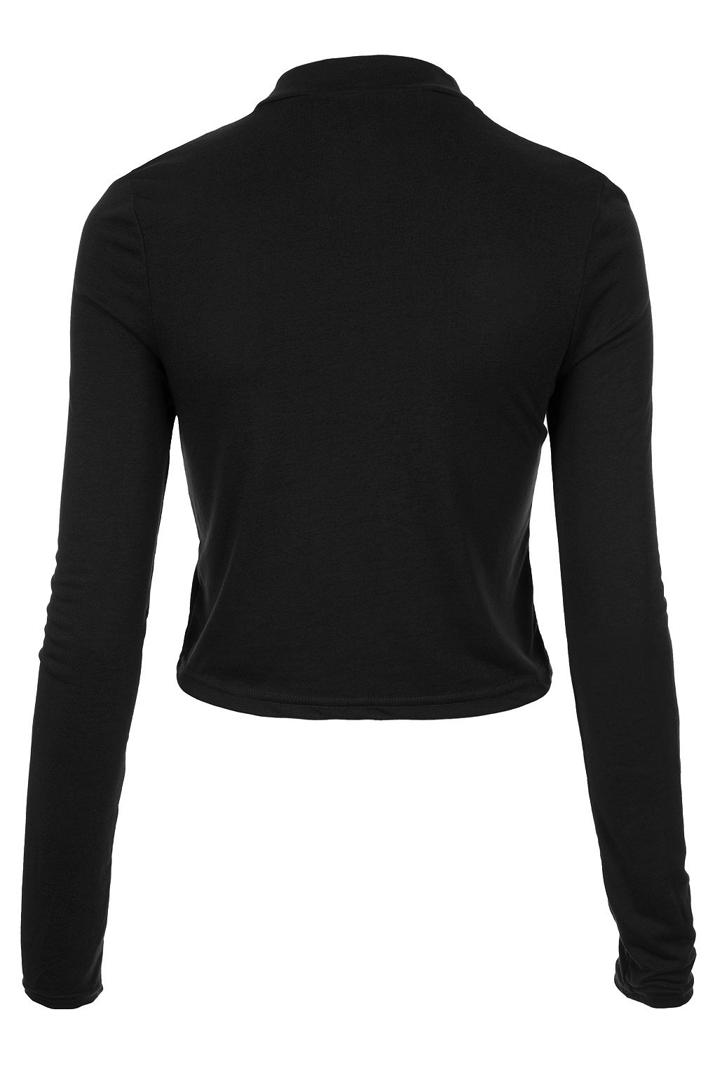 Topshop Polo Neck Long Sleeve Crop Top in Black | Lyst