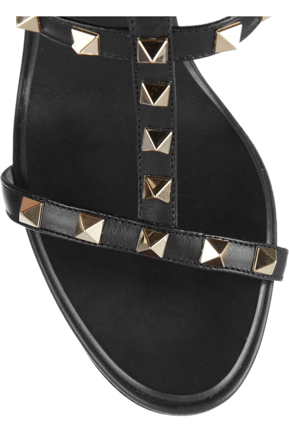  Valentino  Studded Leather Sandals  in Black Lyst