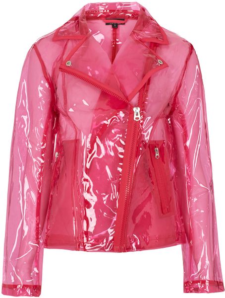 Topshop Pink Clear Plastic Jacket in Pink | Lyst