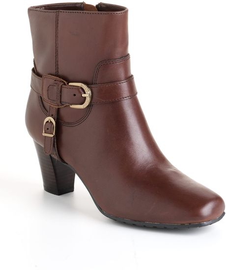 Anne Klein Bigger Leather Ankle Boots in Brown (brown leather) | Lyst