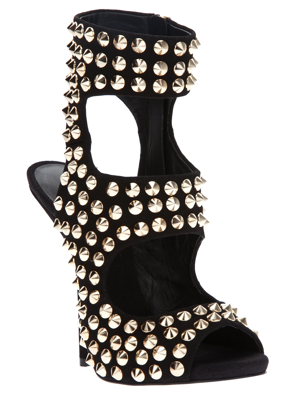 black cut out sandals