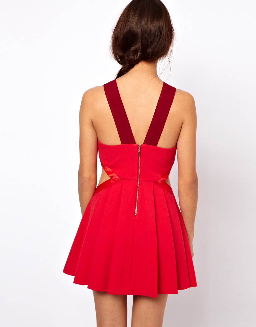 Three floor Look See Fit Flare Dress with Cut Out Detail in Red | Lyst