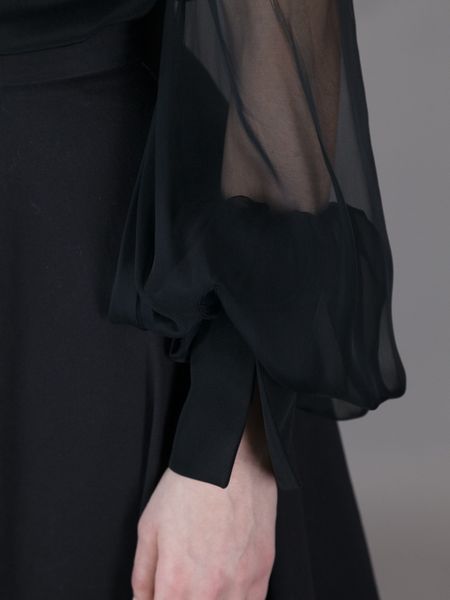 Alexander Mcqueen Longsleeved Sheer Blouse in Black | Lyst