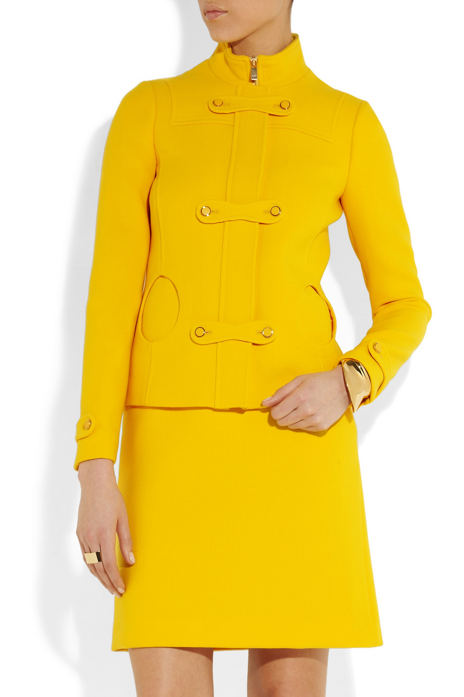 Michael kors CutOut Crepe Jacket in Yellow Lyst