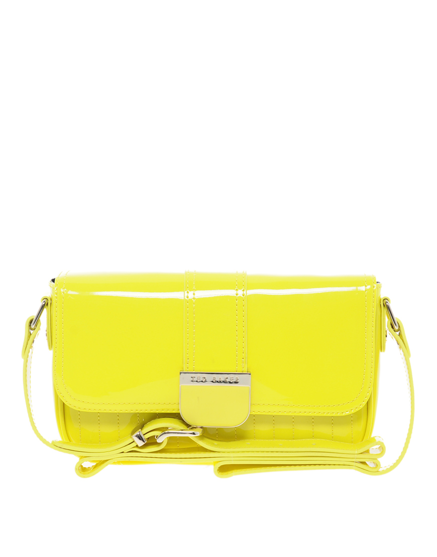 Ted Baker Skapari Patent Crossbody Bag in Yellow Lyst
