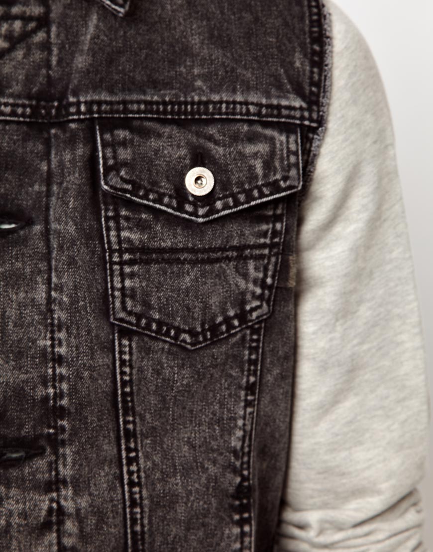 Asos Sleeveless Denim Jacket with Acid Wash in Black for Men Lyst