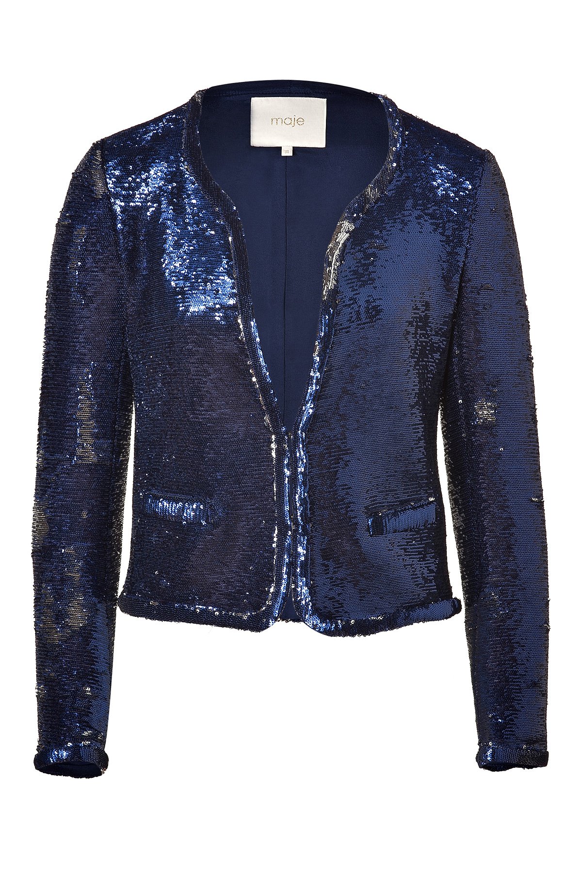 blue sequin jacket womens