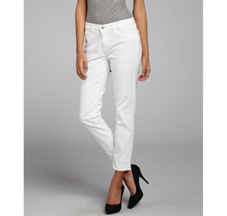 Lyst J Brand White Stretch Denim Twill Romantic Skinny Capri Jeans in