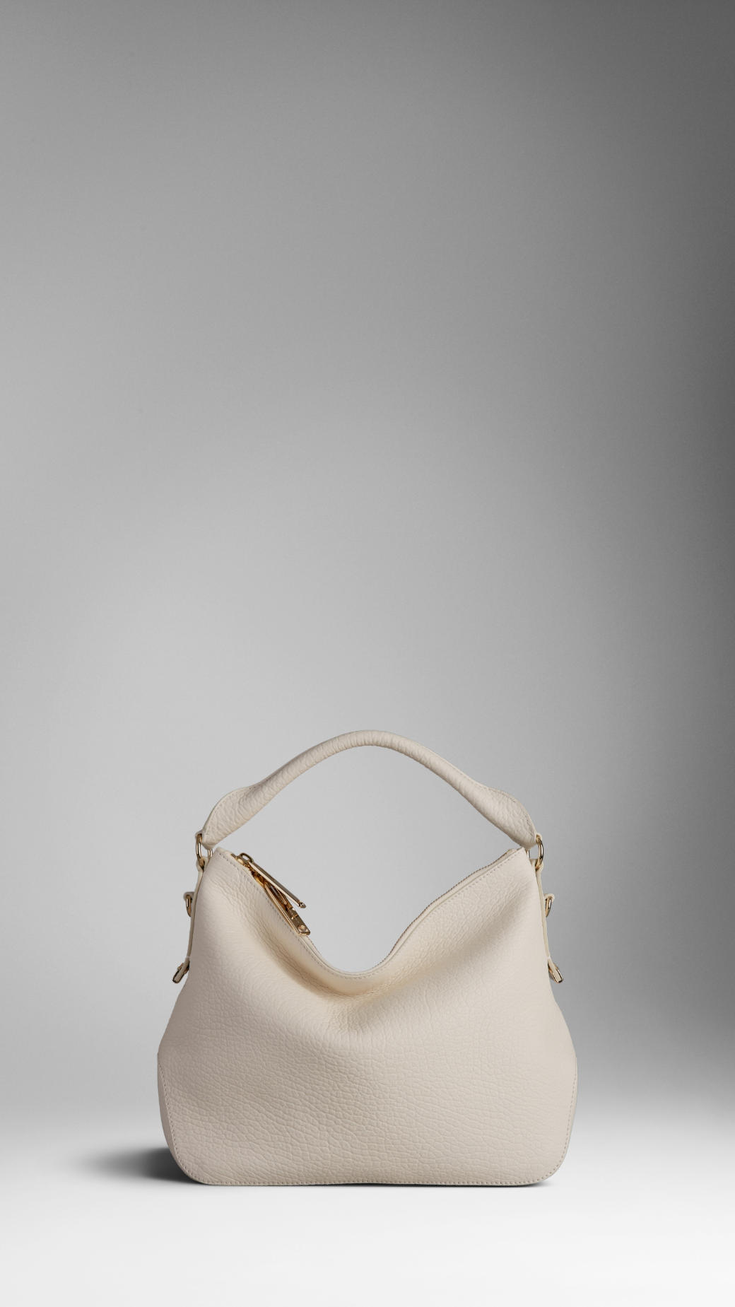 Lyst Burberry Small Heritage Grain Leather Hobo Bag In White Gallery