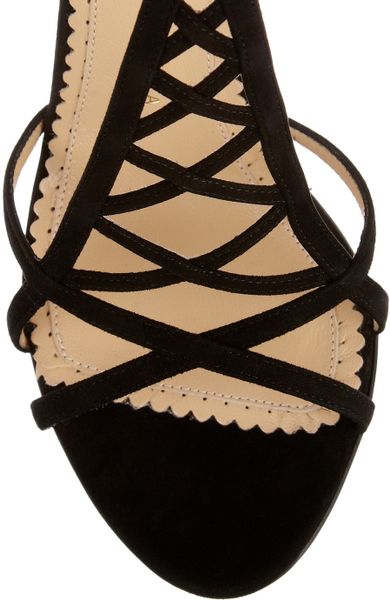 Charlotte Olympia Marianne Suede Sandals in Black | Lyst