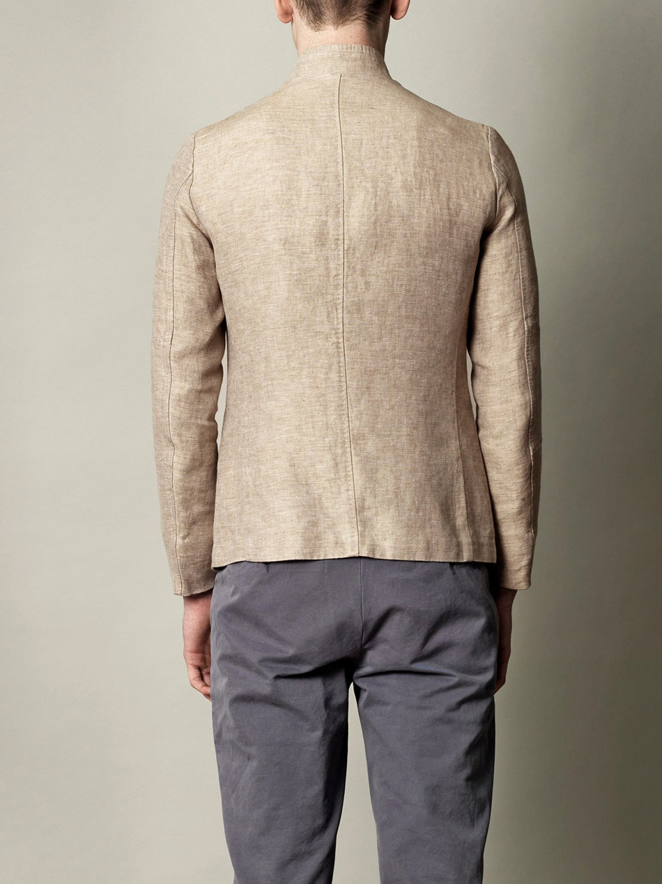Lyst - Massimo Alba Linen Collarless Jacket in Natural for Men