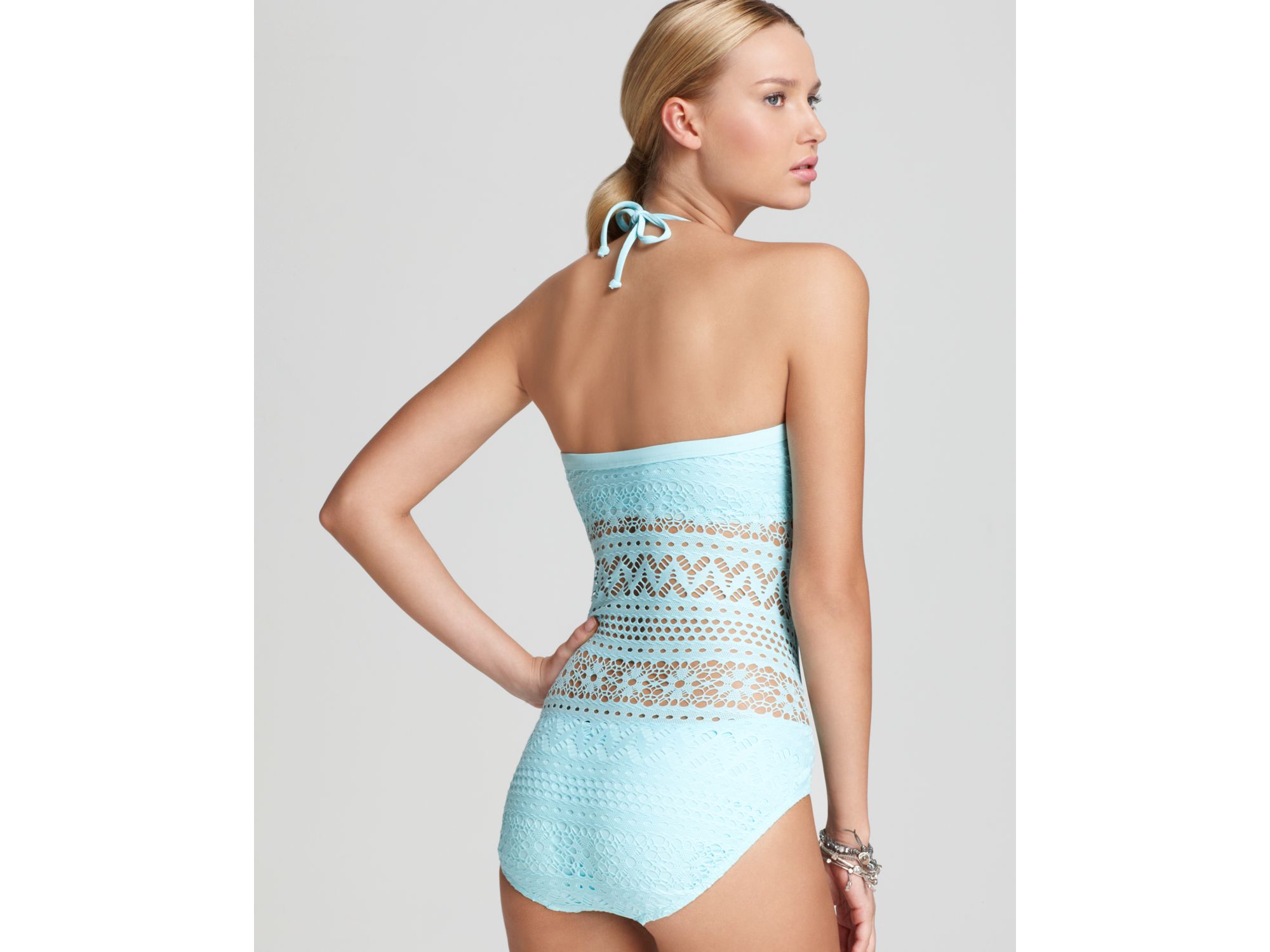 Lyst Robin Piccone Swimsuit Penelope One Piece With Sheer Waist In Black 5333