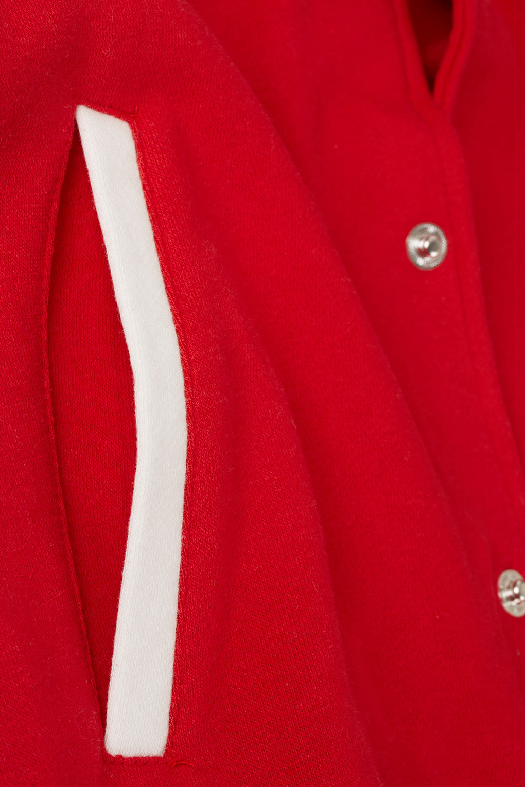 Plain Varsity Jersey Bomber Jacket in Red Lyst