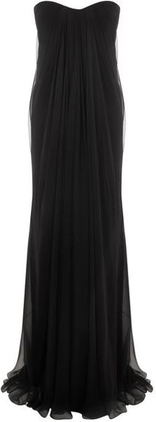 Alexander Mcqueen Black Silk Chiffon Bustier Dress in Black | Lyst