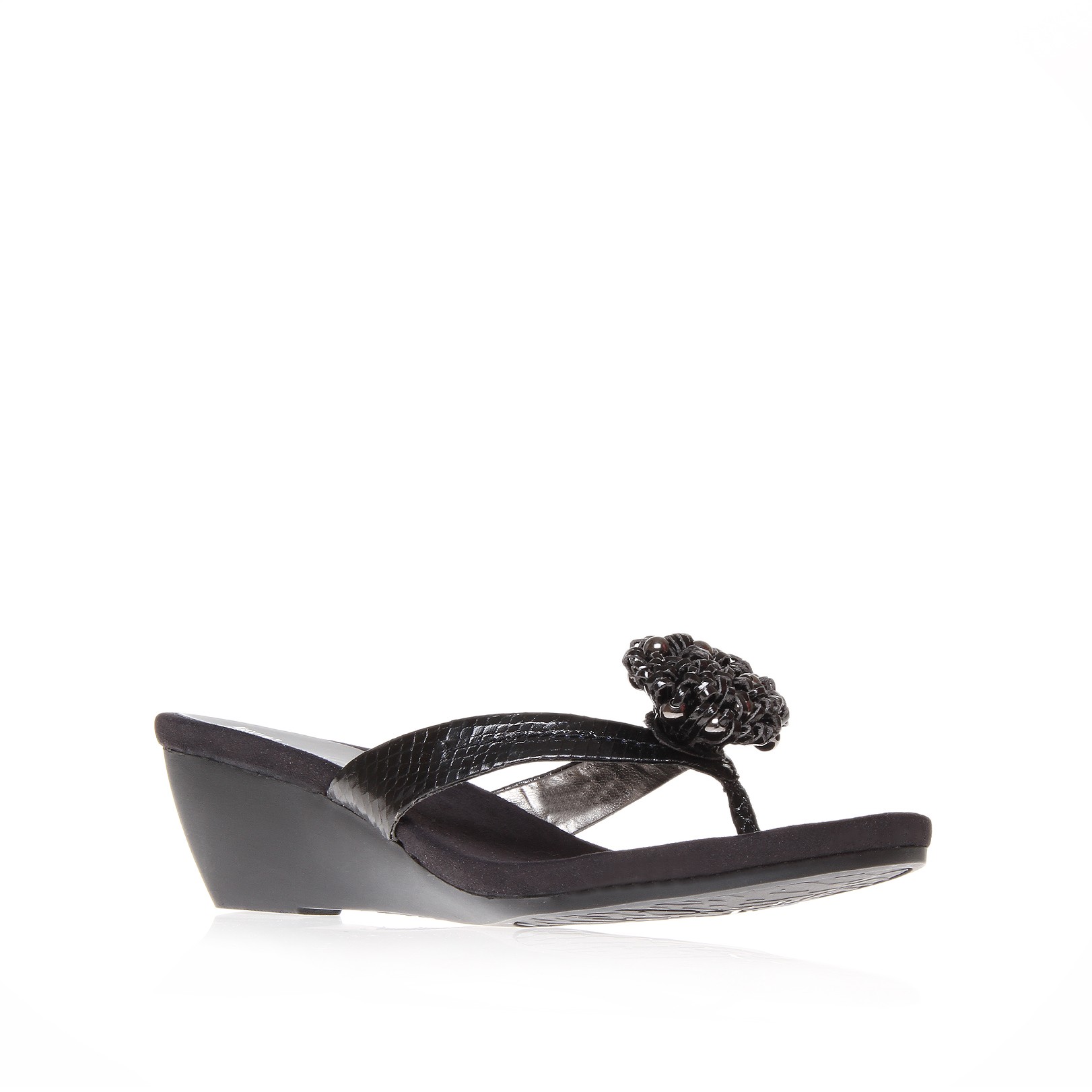 Anne Klein Cambray3 Wedge Flip Flop Sandals in Black | Lyst