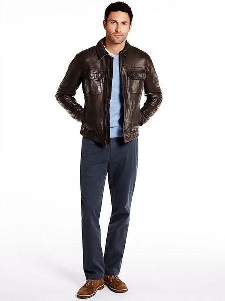 Banana Republic Fourpocket Leather Jacket in Brown for Men - Lyst
