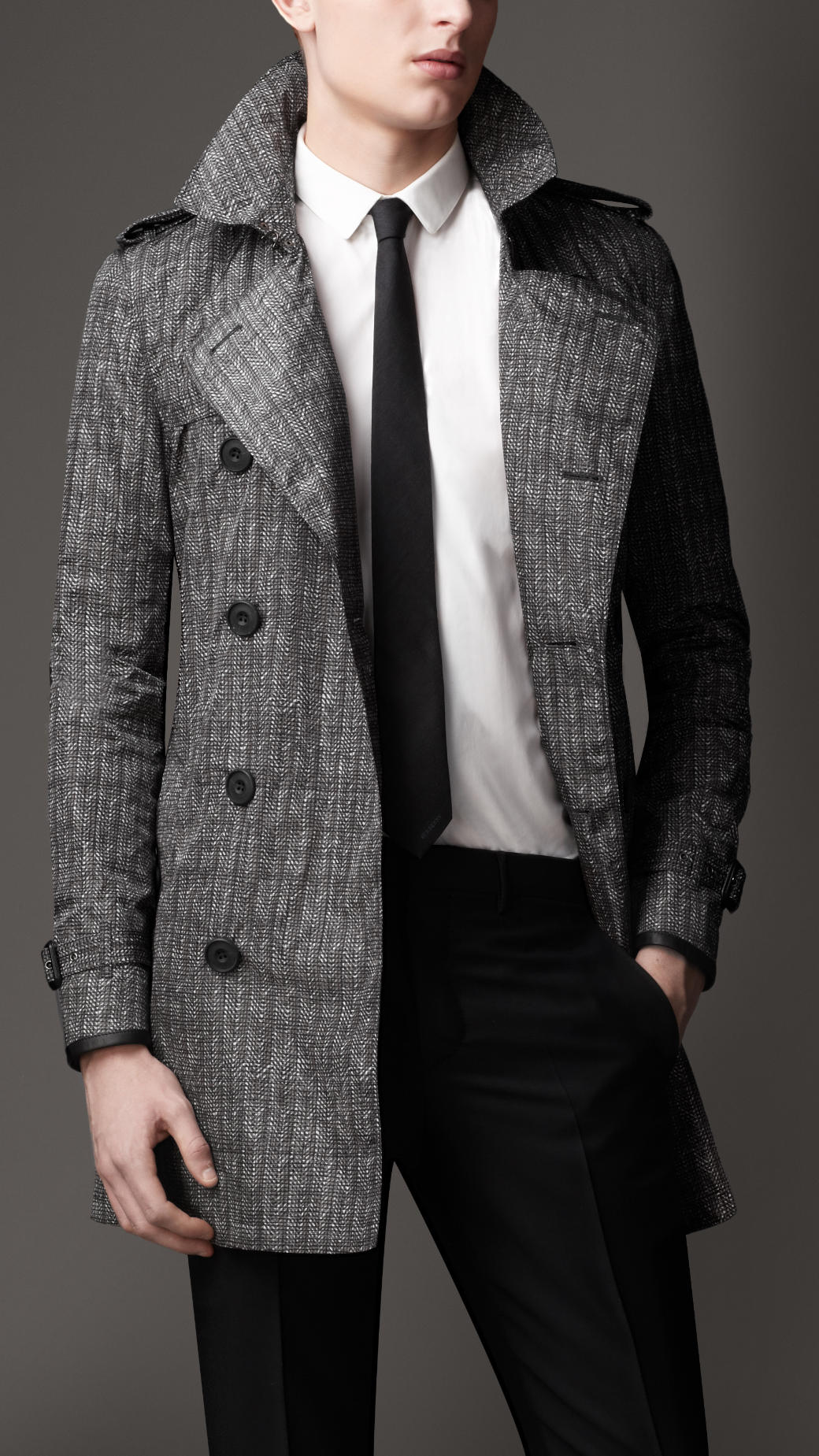 Lyst - Burberry Brushed Melange Wool Car Coat in Gray for Men