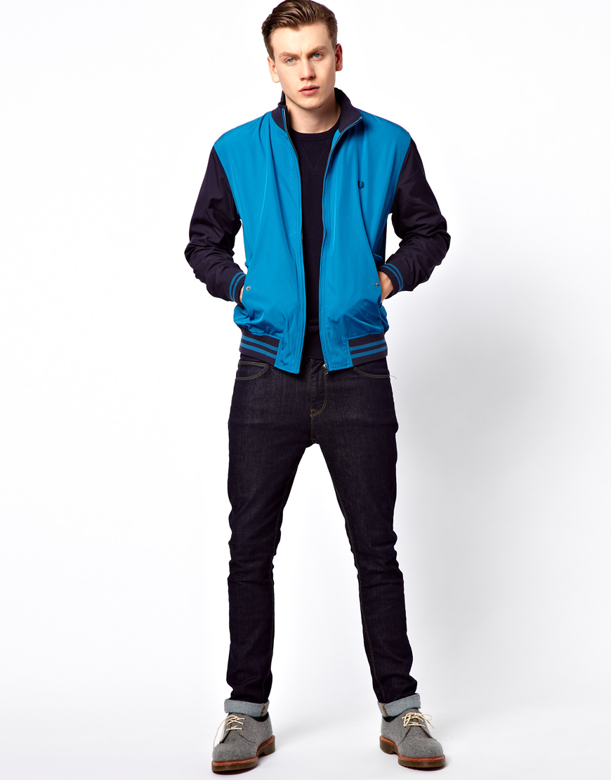 fred perry bomber jacket blue