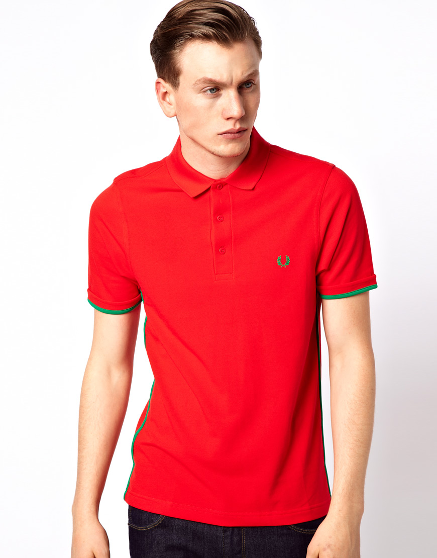 Lyst - Fred Perry Polo with Contrast Binding in Red for Men