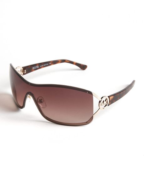 Michael Michael Kors Verona Shield Sunglasses in Brown (shiny gold) | Lyst