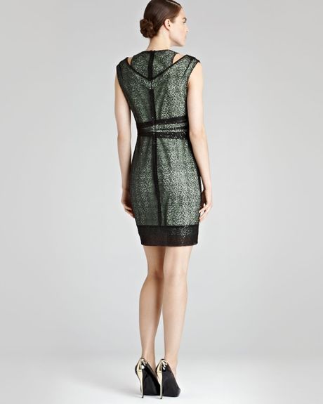 Reiss Body Con Dress Tali Sparkle Wrap in Green (sage green) | Lyst