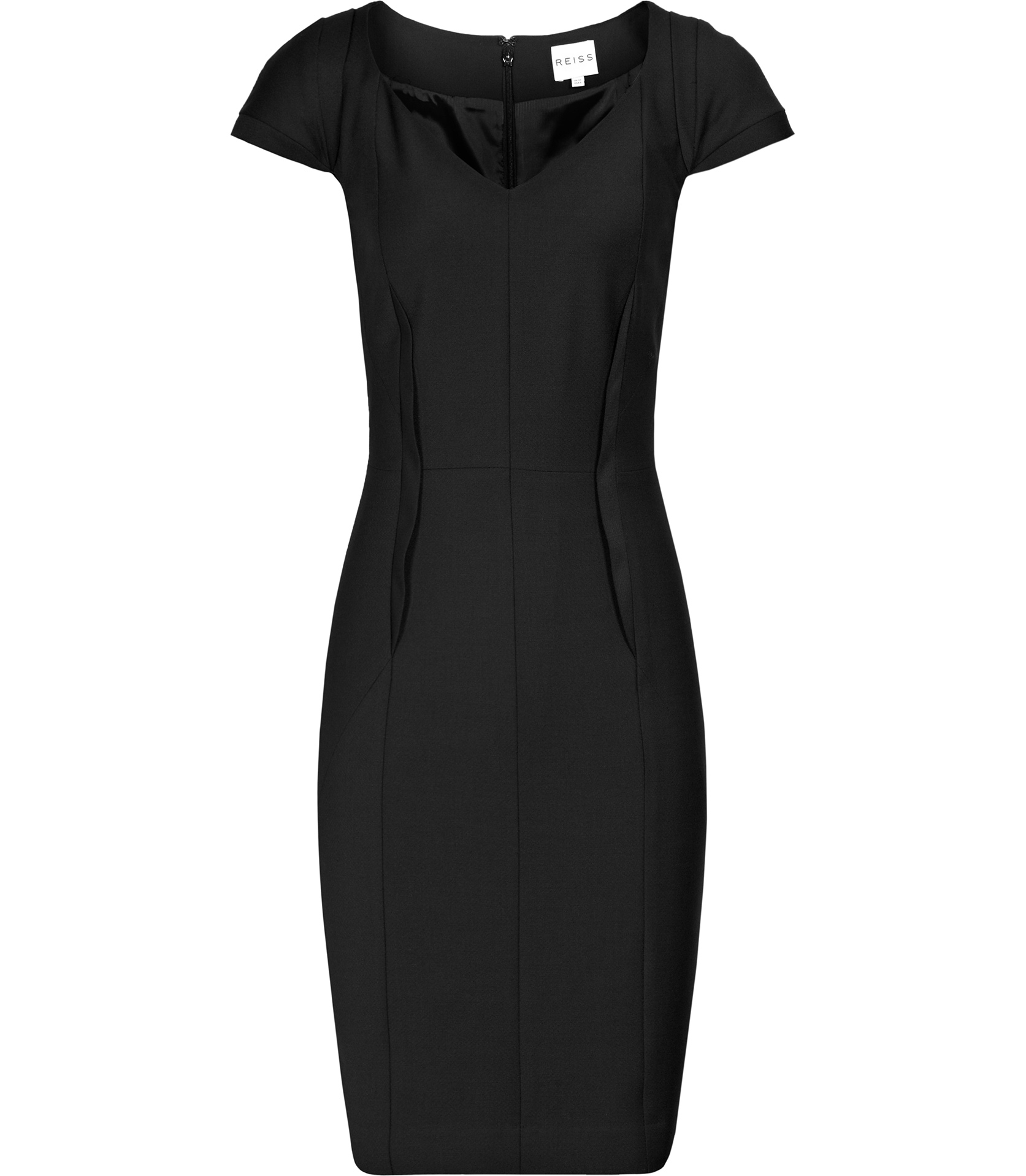 Lyst - Reiss Claire Mar Dart Detail Fitted Dress in Black