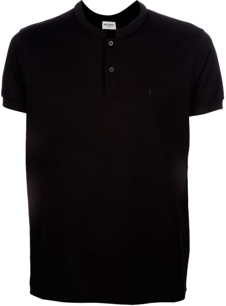 Saint Laurent Fitted Collar Less Polo Shirt in Black for Men | Lyst