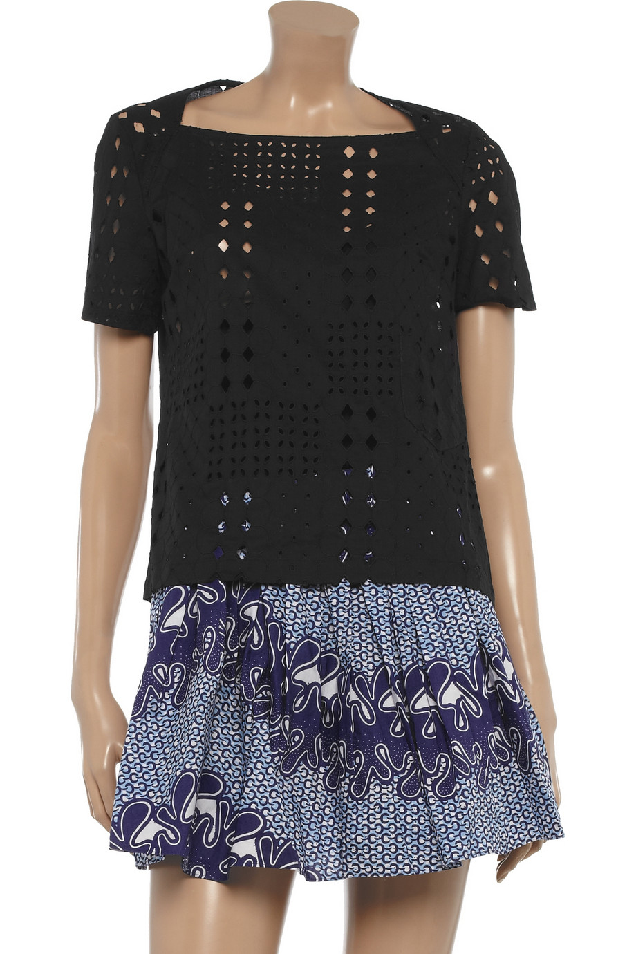 black embroidery anglaise top