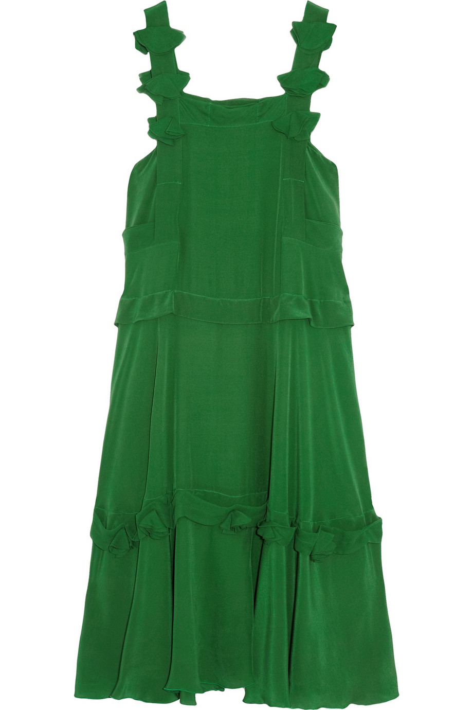See by chloé Tiered Silk Dress in Green | Lyst