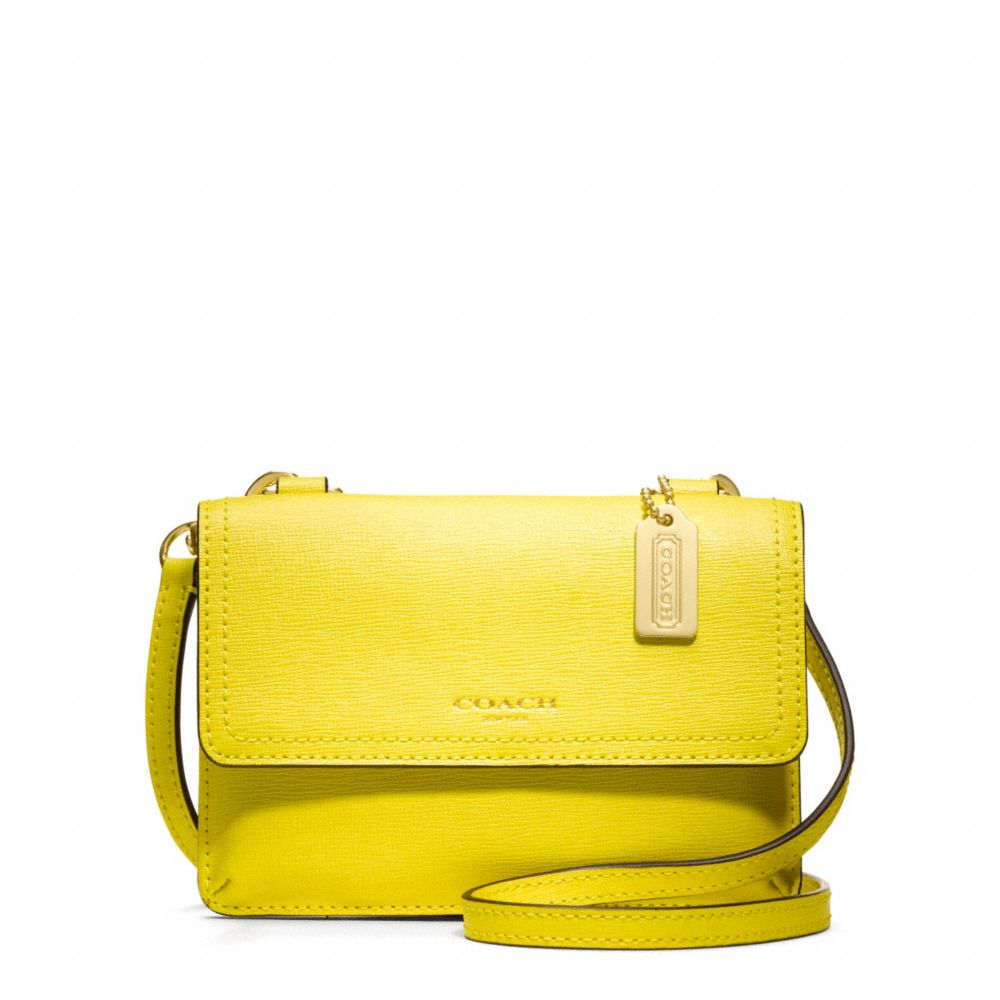 Coach Saffiano Leather Phone Cross Body Bag in Yellow | Lyst