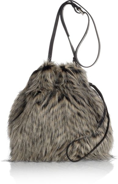Marc By Marc Jacobs Faux Fur Bucket Bag in Gray | Lyst