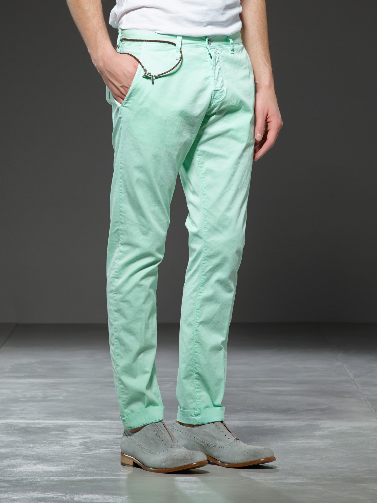 Patrizia Pepe Cotton Gabardine Chinos Trousers in Green for Men (mint ...