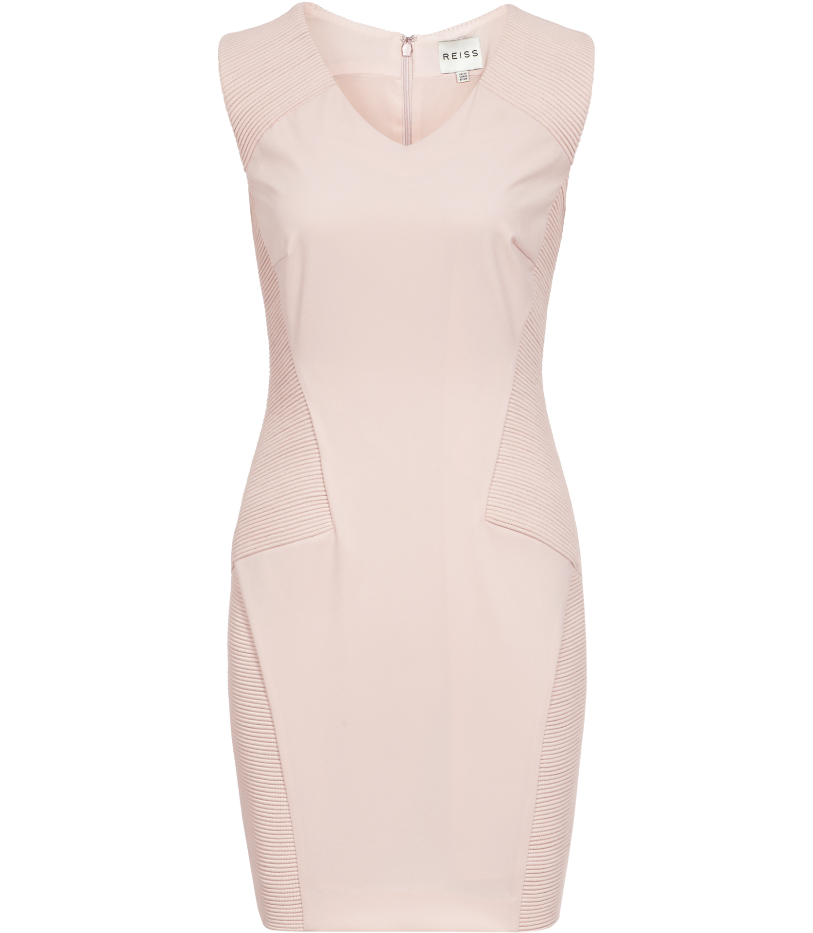 Reiss Kimberley Panelled Ribbed Bodycon Dress in Pink | Lyst