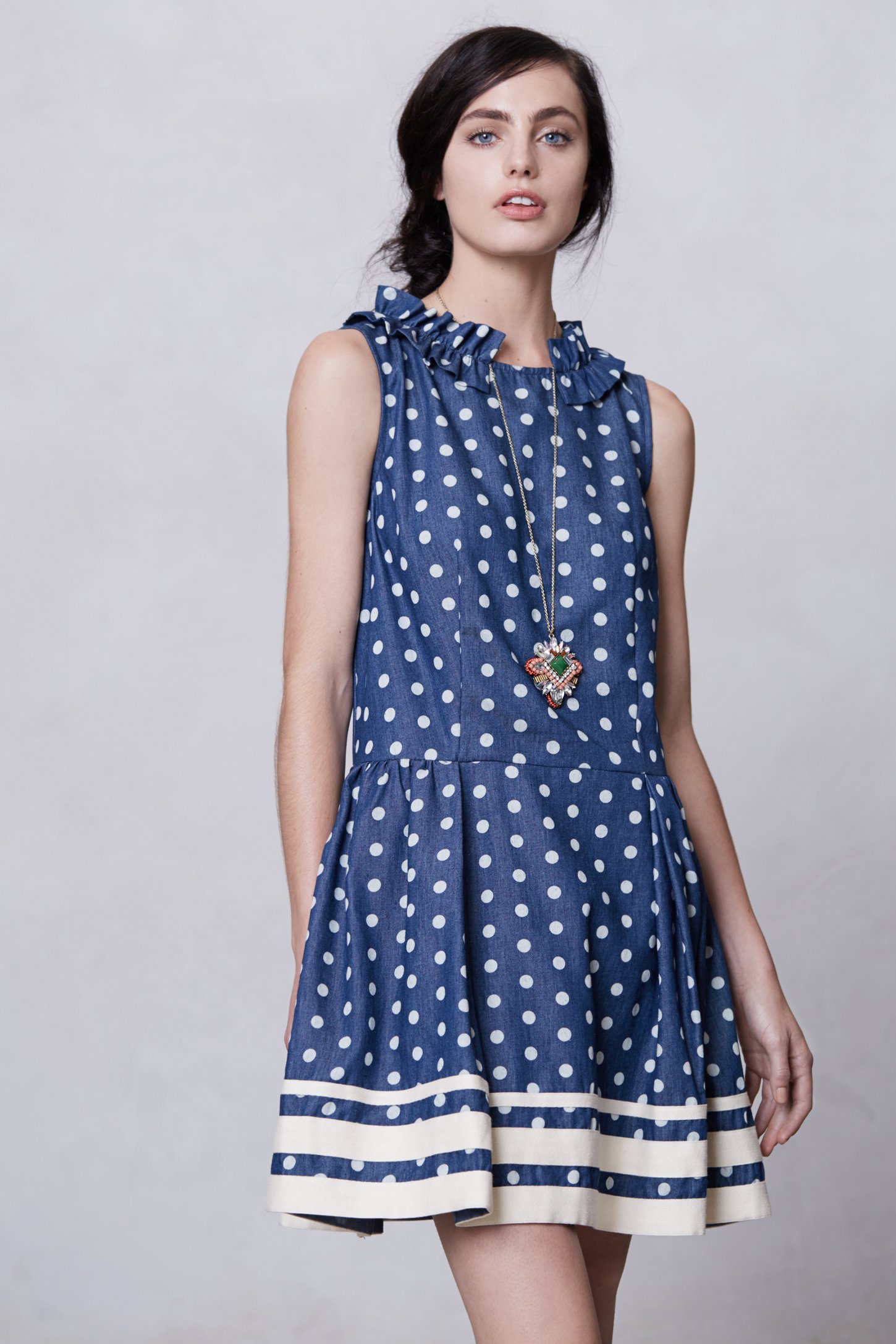 Karen walker Striped Edge Chambray Dress in Blue Lyst