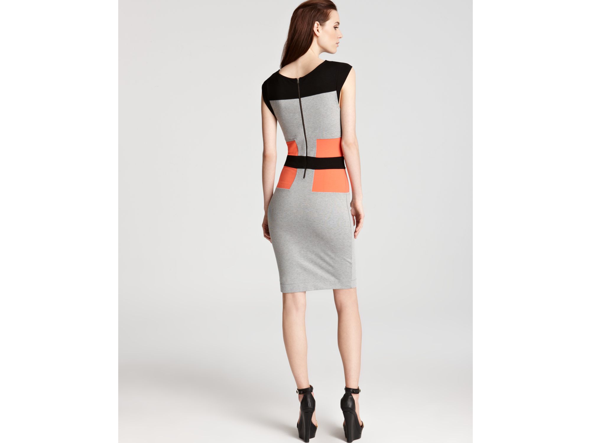Lyst French Connection Color Block Dress in Gray