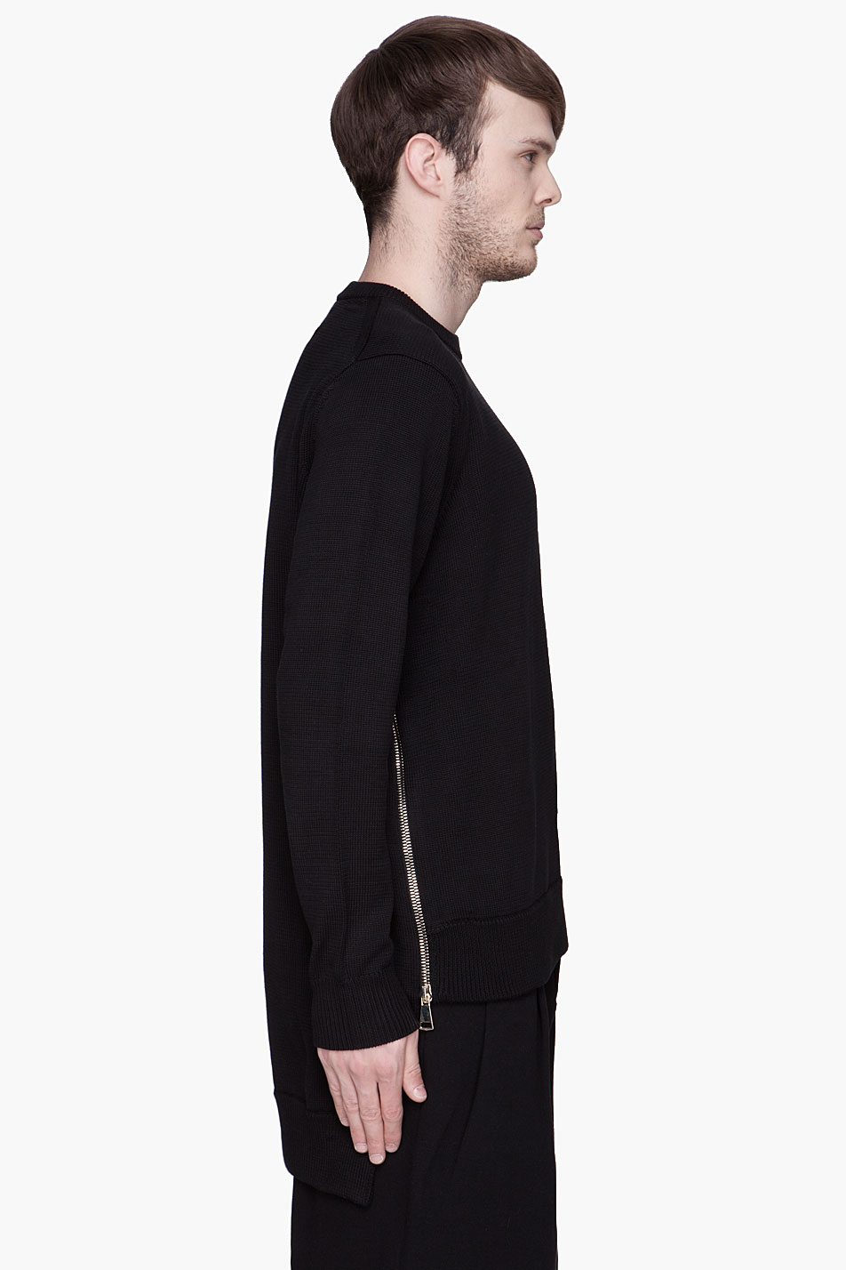 Download Lyst - Givenchy Side Zip Drop Tail Sweater in Black for Men