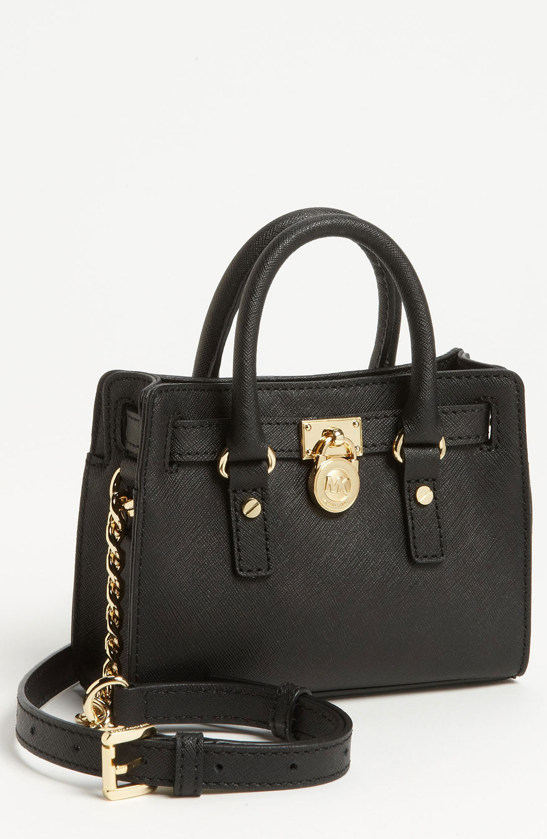 Michael michael kors 'Hamilton - Mini' Leather Messenger Bag in Black