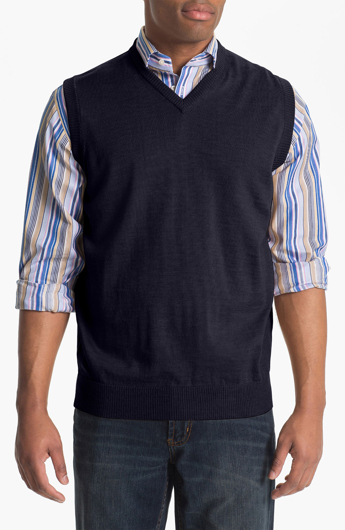 Thomas Dean Baruffa Merino Wool Sweater Vest in for Men (end of color ...