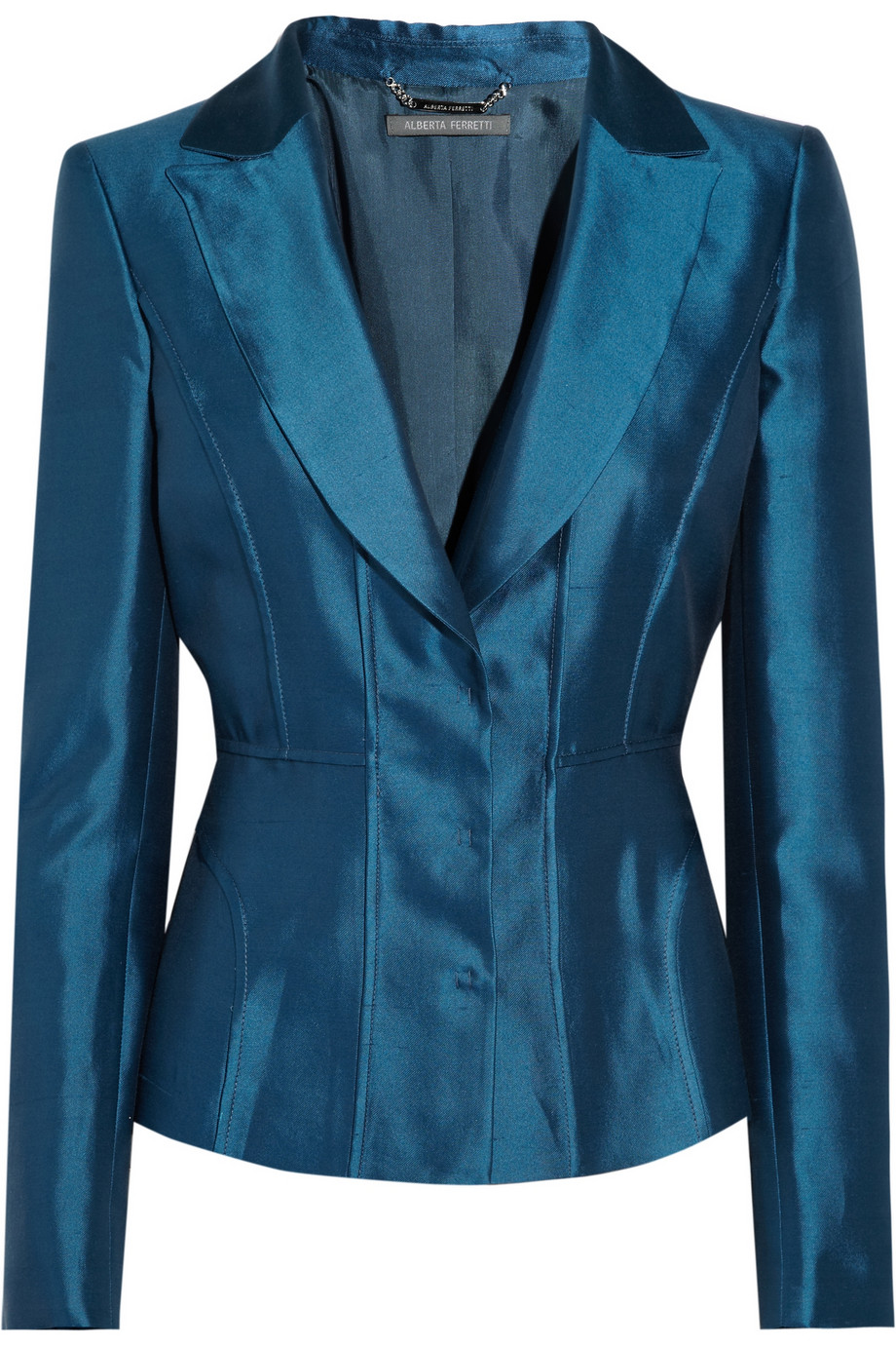 Alberta ferretti Shantung Silk-blend Blazer in Blue | Lyst