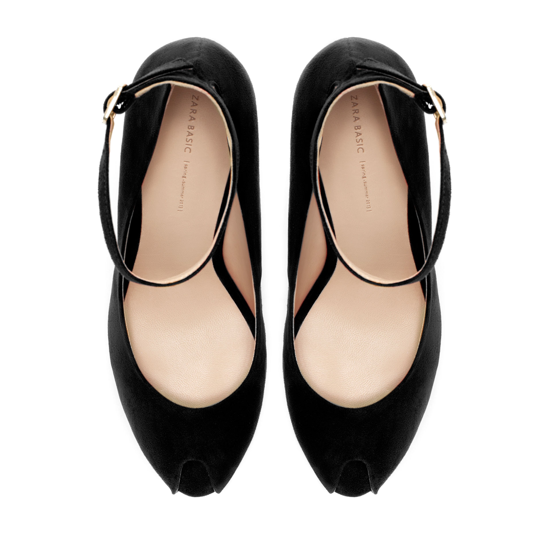 Zara Covered Wedge Peep Toe in Black | Lyst