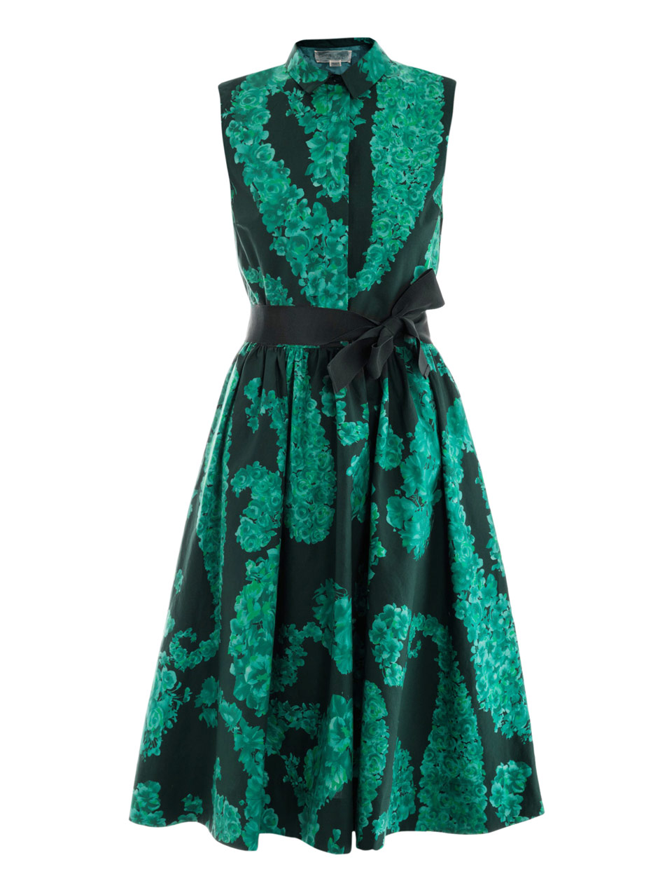 Giambattista Valli Paisley Floralprint Cotton Dress in Green (floral ...